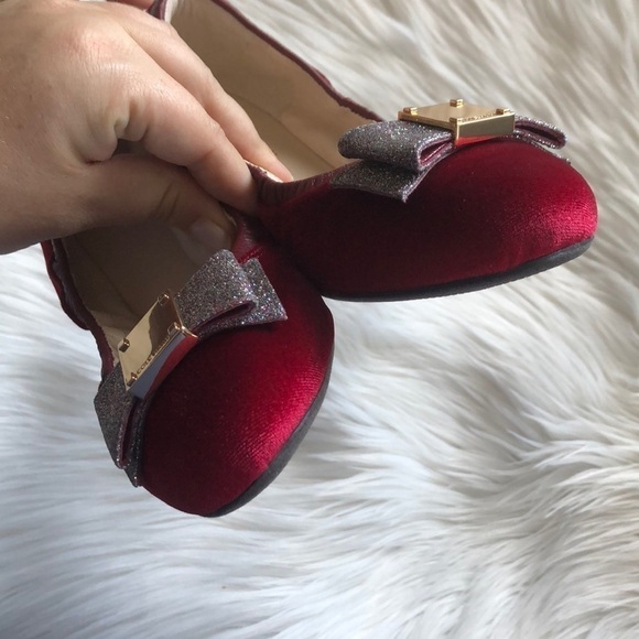 Cole Haan Tali Bow Ballet Flat Red Velvet Flats 5 - Picture 3 of 8